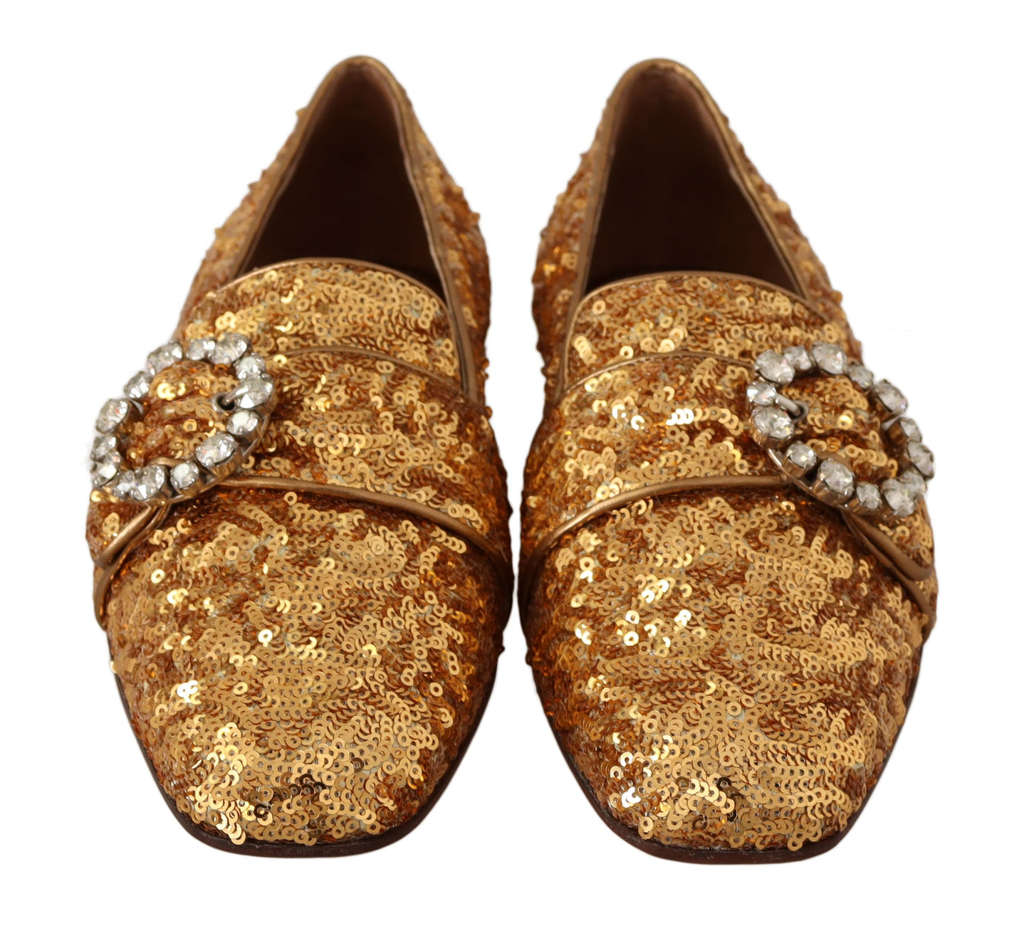 Dolce &amp; Gabbana – Elegante Ballerinas mit goldenen Pailletten und Kristallen