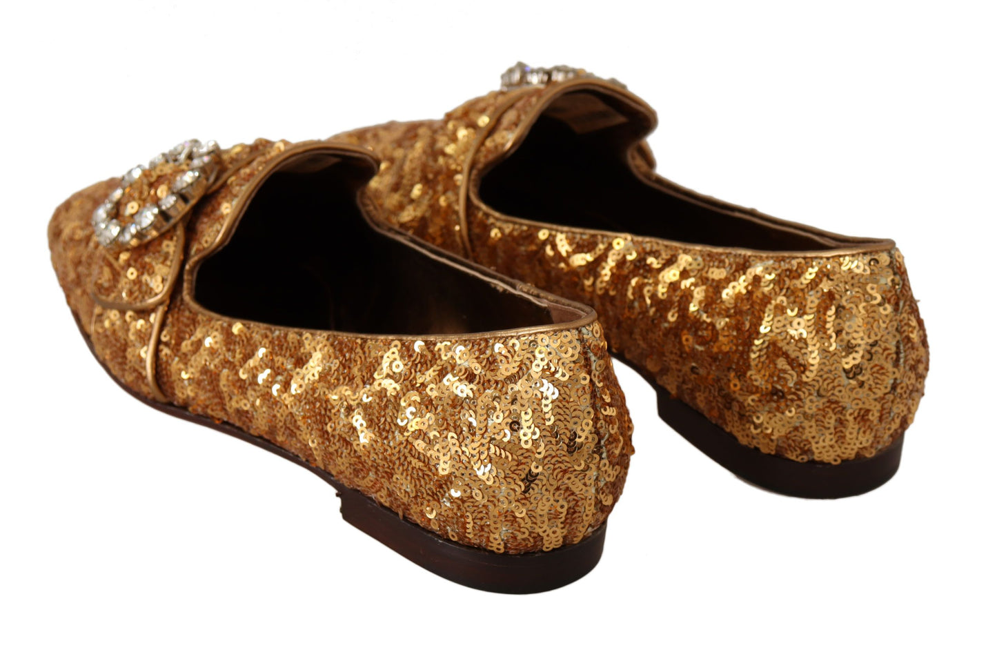 Dolce &amp; Gabbana – Elegante Ballerinas mit goldenen Pailletten und Kristallen