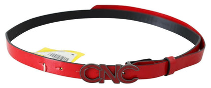 Ceinture à boucle avec logo en cuir réversible rouge noir