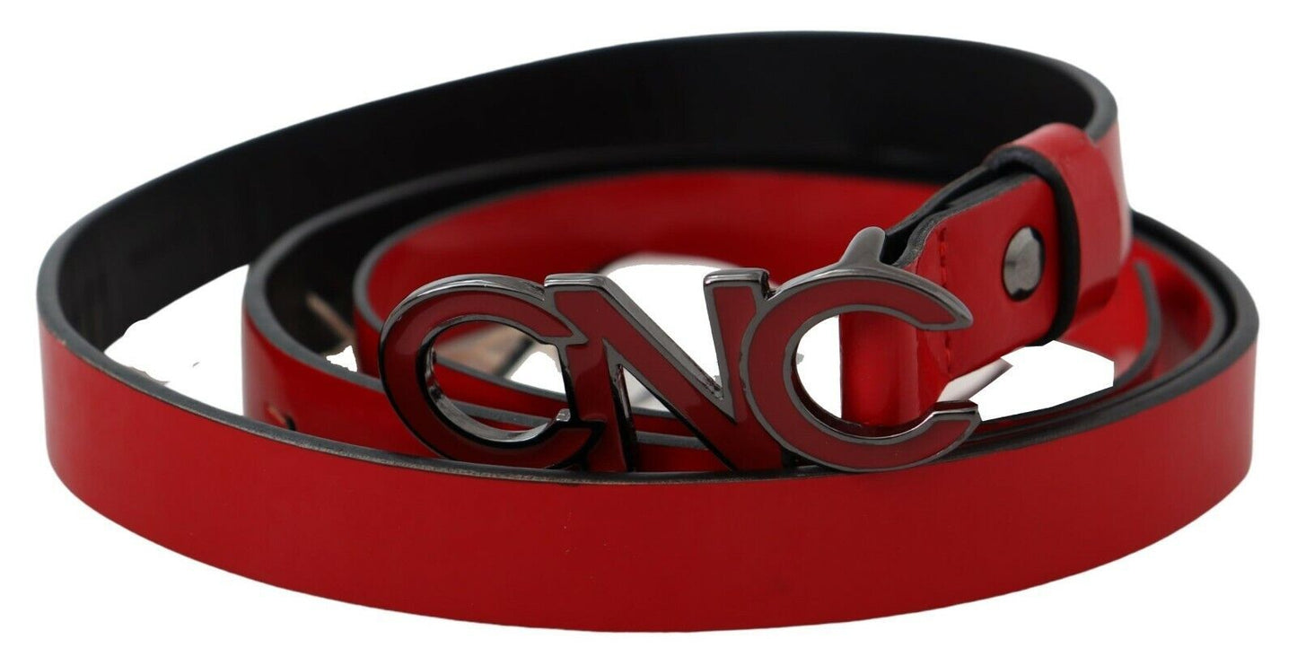 Ceinture à boucle avec logo en cuir réversible rouge noir