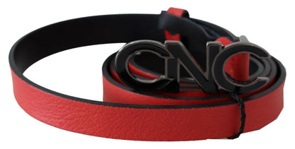 Ceinture à logo en cuir réversible rouge