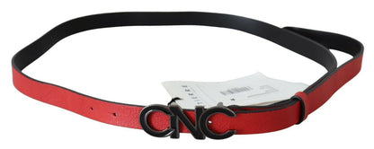 Ceinture à logo en cuir réversible rouge