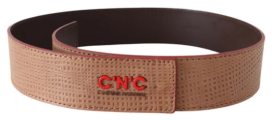 Ceinture tendance en cuir blanc avec logo