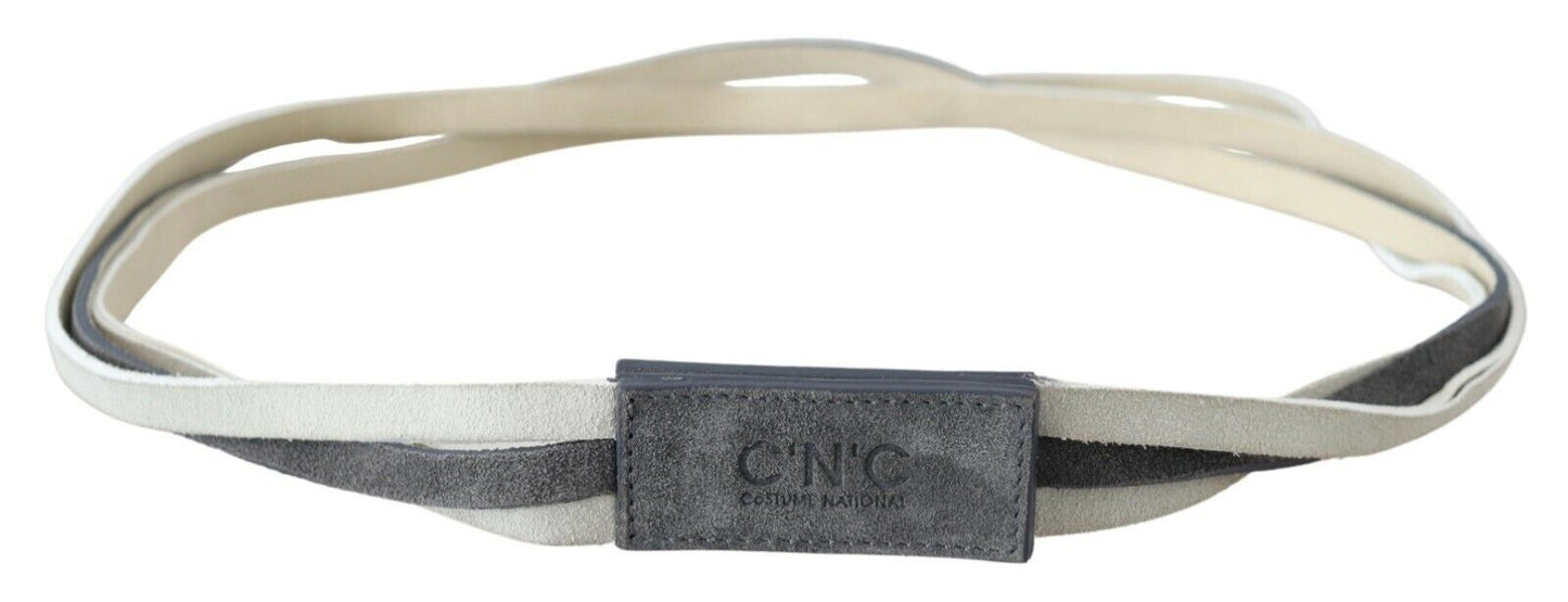 Ceinture taille carrée en velours blanc avec logo