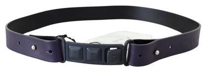 Black Leather Normal Logo Buckle Waist Belt