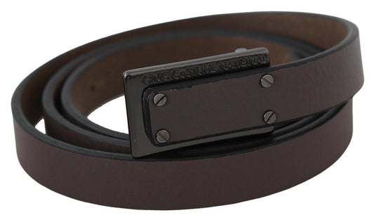 Ceinture à boucle à vis avec logo tactique en cuir marron