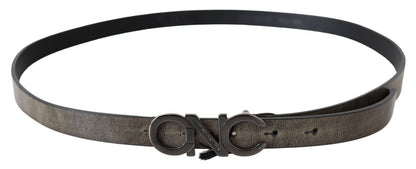 Ceinture à boucle avec logo en cuir marron foncé