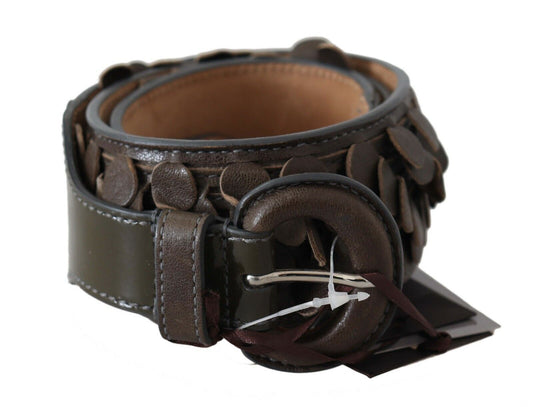 Ceinture en cuir marron foncé à boucle ronde