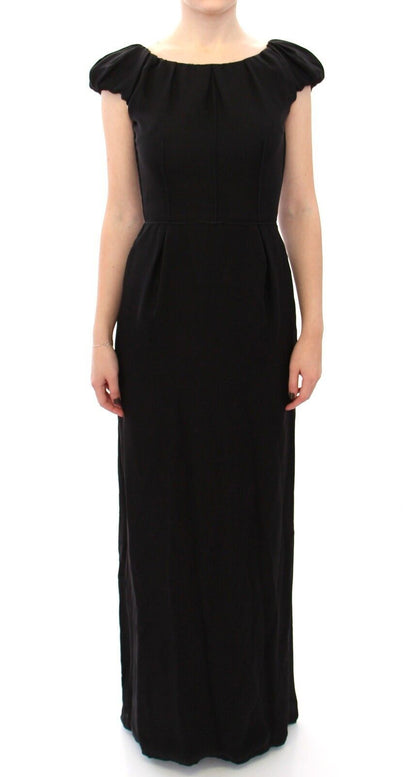 Robe Maxi IT en soie noire à manches courtes