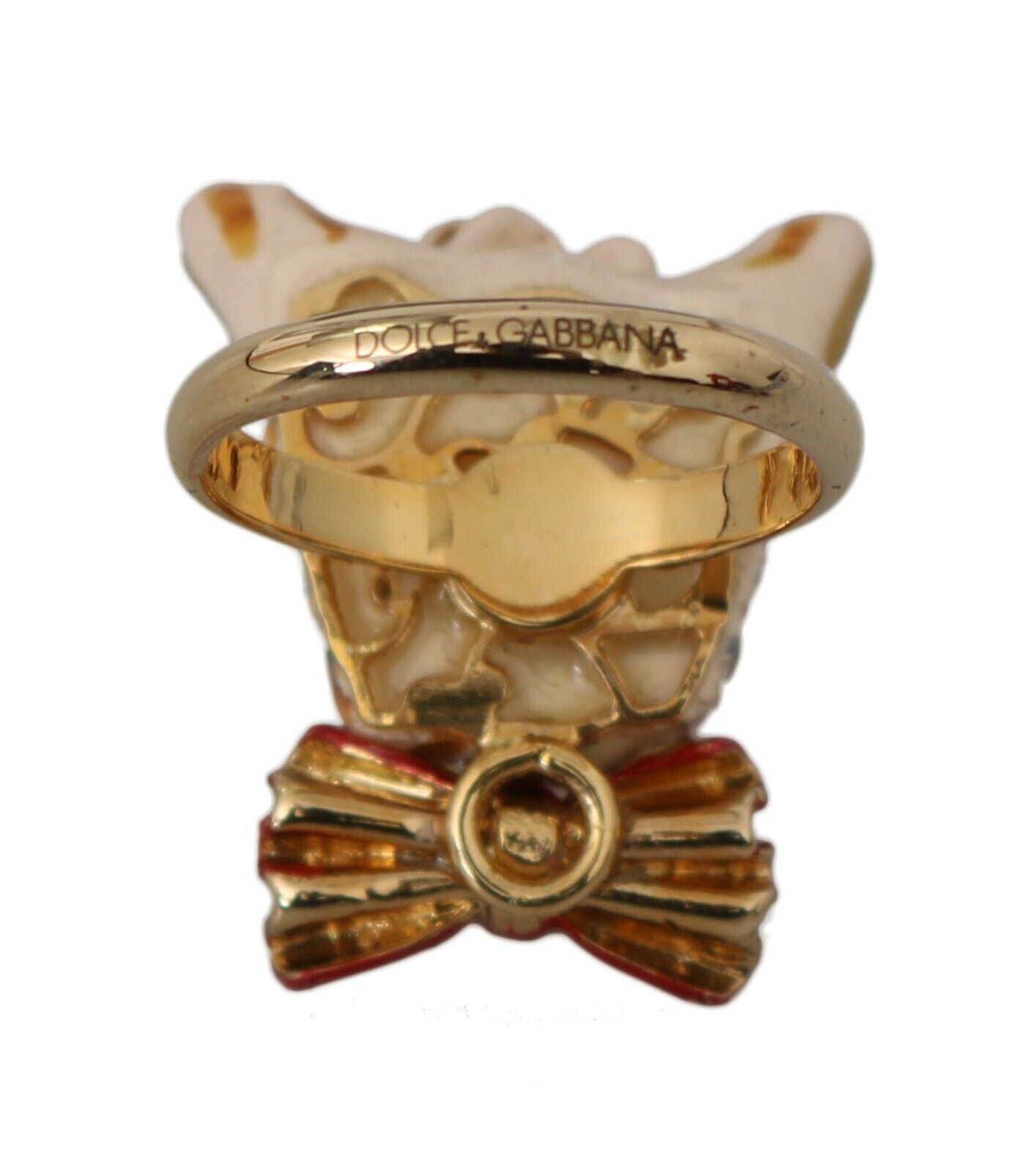 Bague accessoire de marque pour chien beige en résine de laiton doré