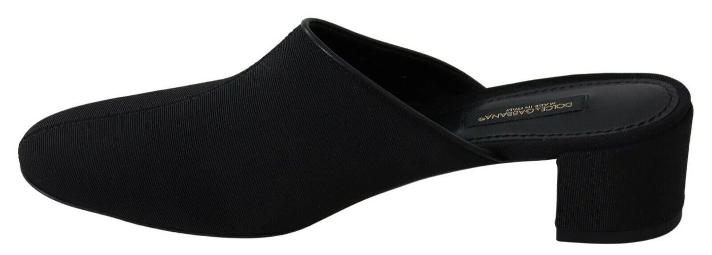 Sandales noires en gros-grain pour femmes, chaussures