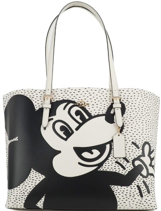 (C6978) Mickey Mouse X Keith Haring Mollie Große Leder-Schultertasche