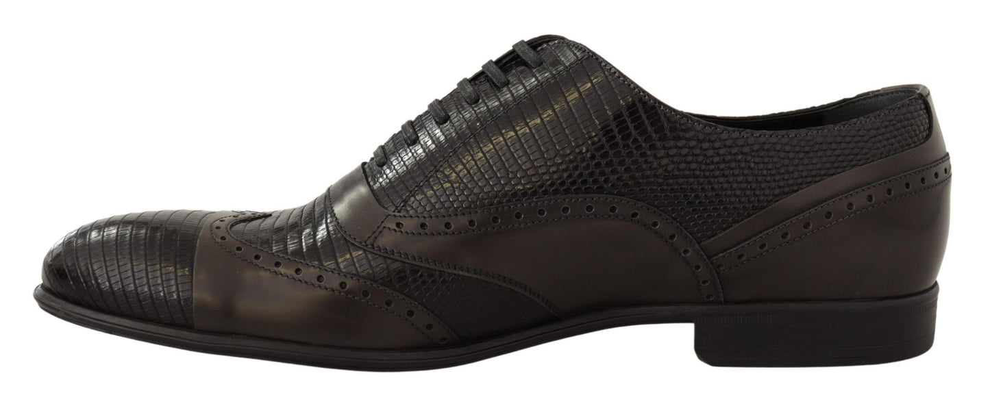 Braune Oxford-Schuhe aus Eidechsenleder