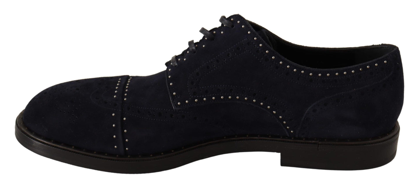 Scarpe derby borchiate in pelle scamosciata blu