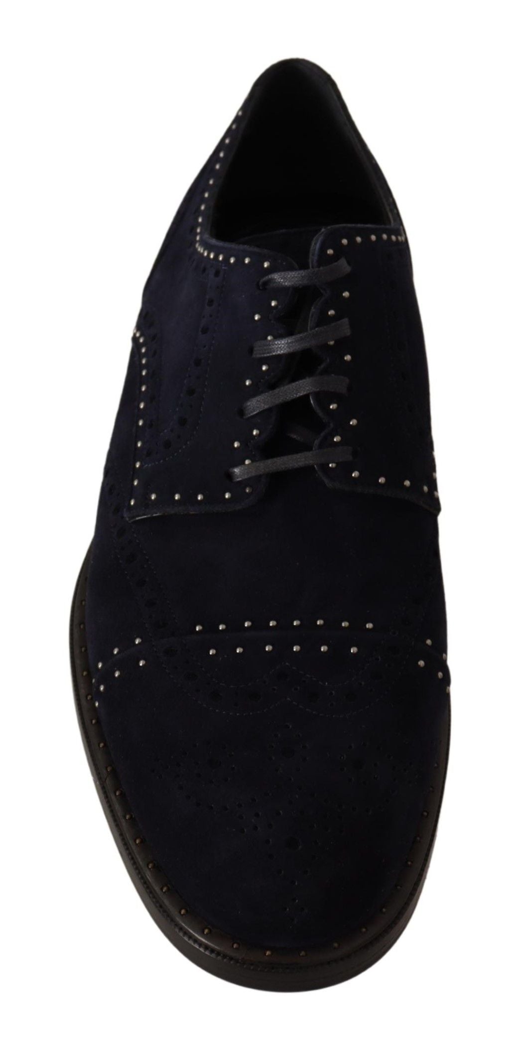 Scarpe derby borchiate in pelle scamosciata blu