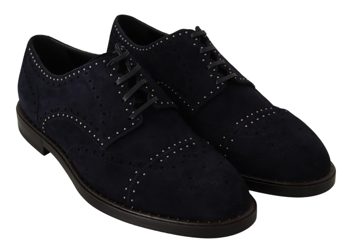 Scarpe derby borchiate in pelle scamosciata blu