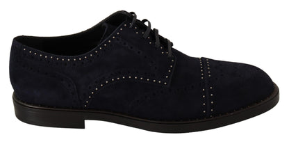 Scarpe derby borchiate in pelle scamosciata blu