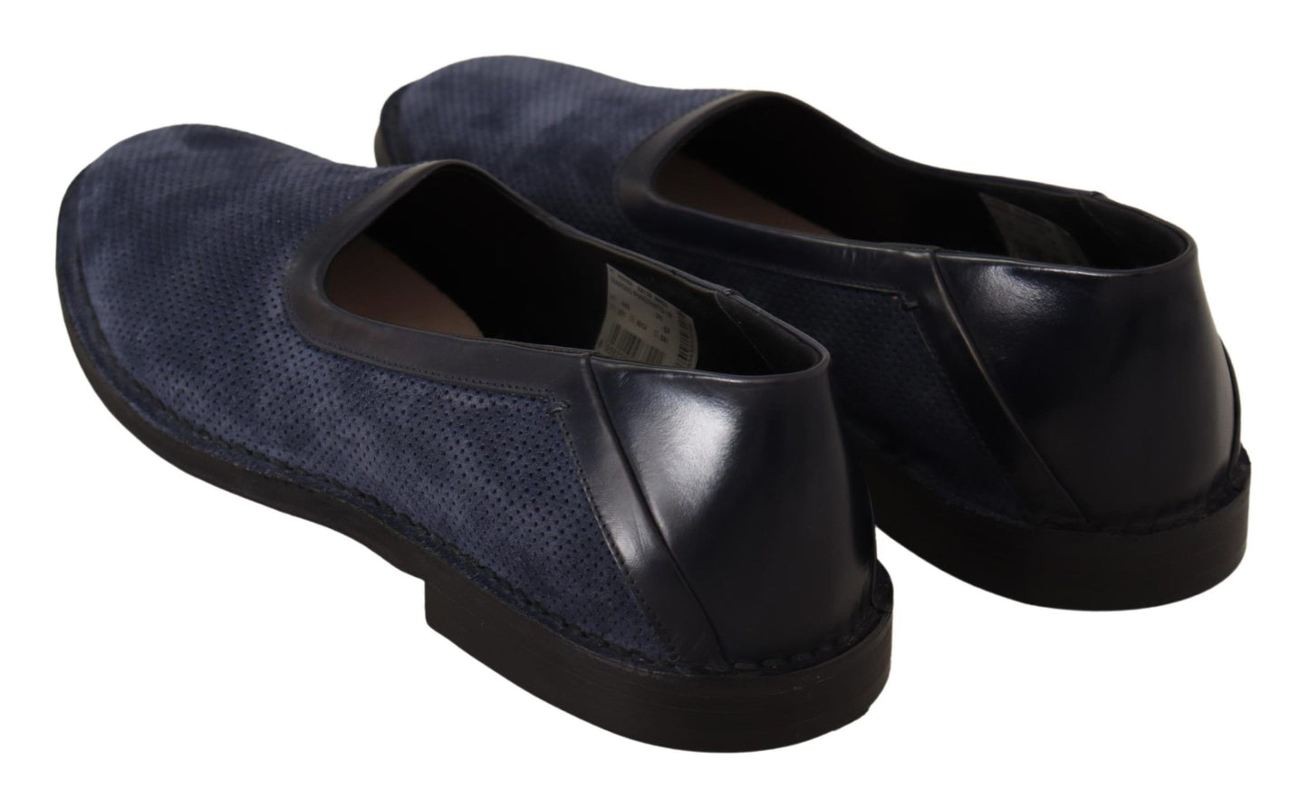 Mocassini slip-on traforati in pelle blu