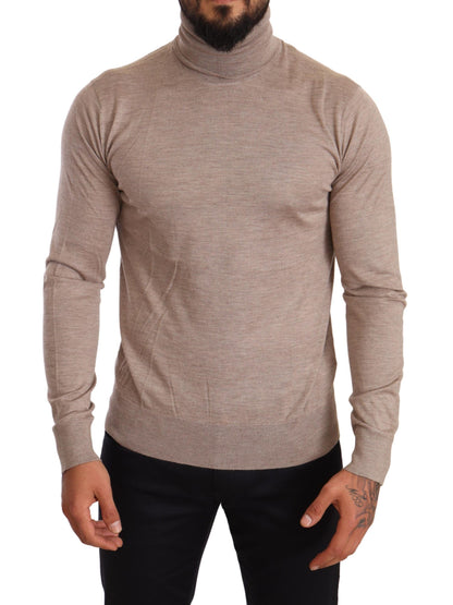 Pull à col roulé en cachemire beige