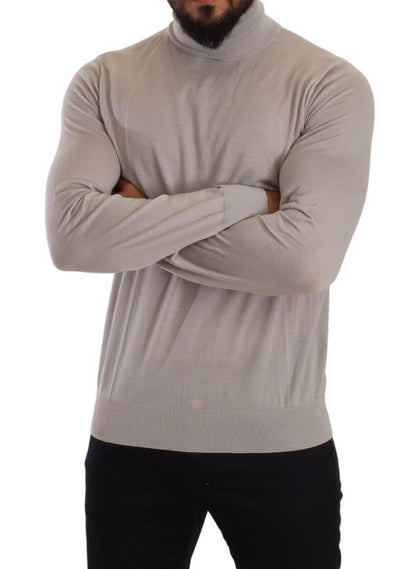 Maglione pullover dolcevita in cashmere grigio