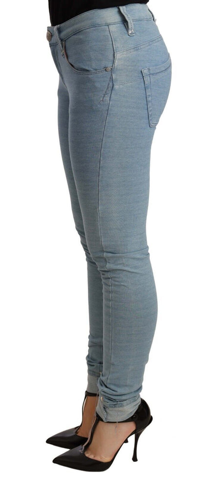 Pantalon en denim bleu pour femme, coupe slim, ourlet extensible