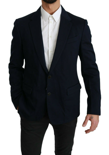 Blazer da giacca in cotone stretch di seta tinta unita blu