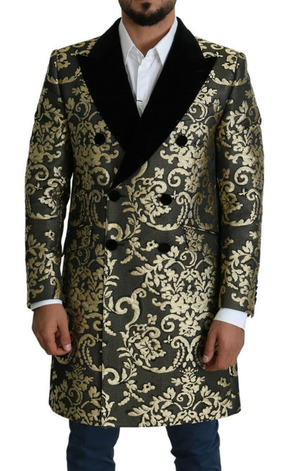 Giacca SICILIA Cappotto Lungo Jacquard Nero Oro