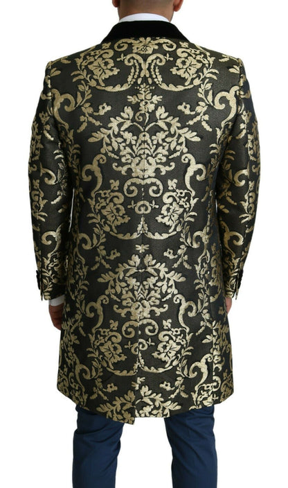 Giacca SICILIA Cappotto Lungo Jacquard Nero Oro