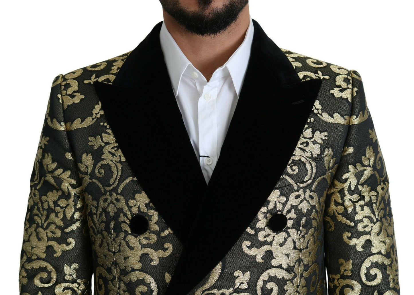 Giacca SICILIA Cappotto Lungo Jacquard Nero Oro