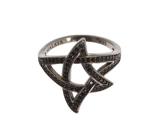 Bague femme en argent 925 rhodié noir CZ