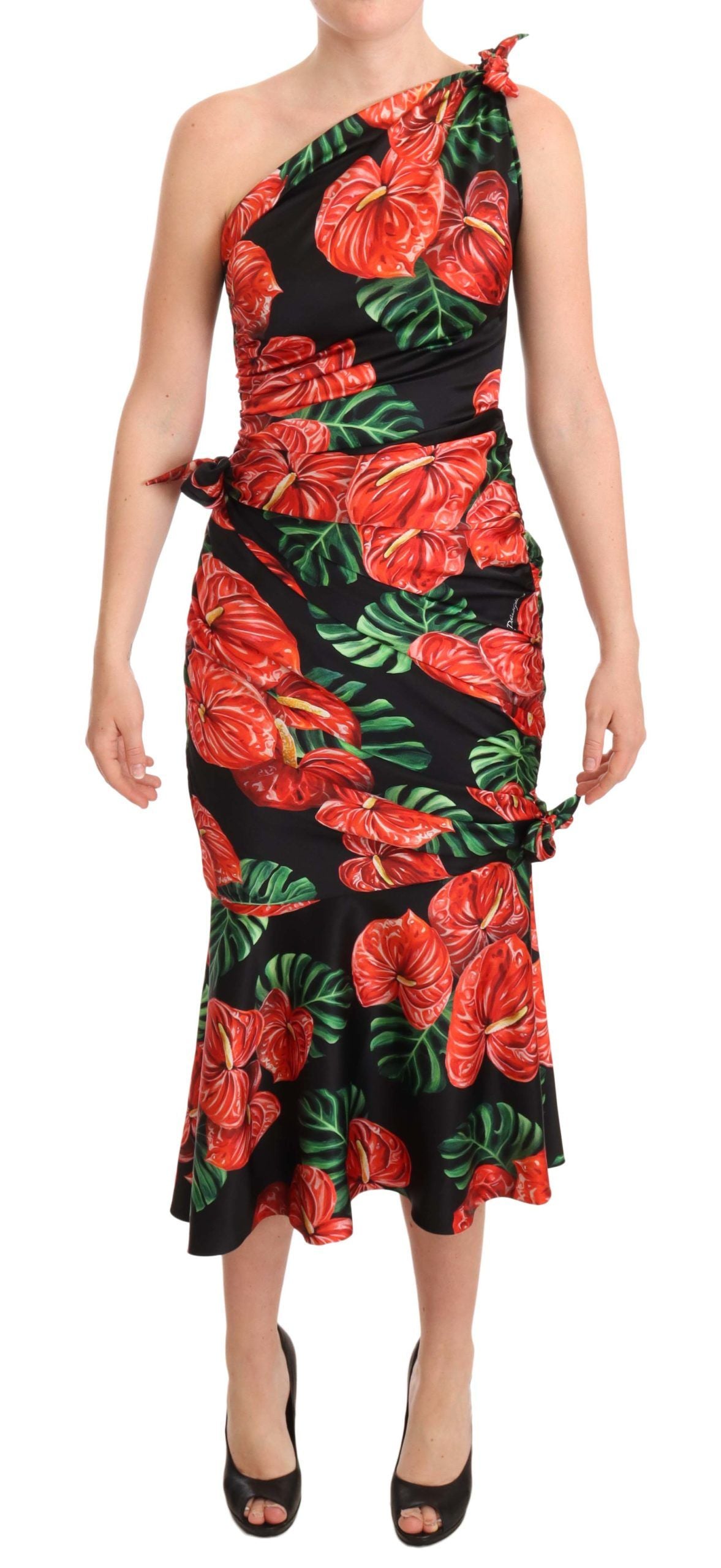 Dolce & Gabbana Elegant Floral Silk Draped Dress