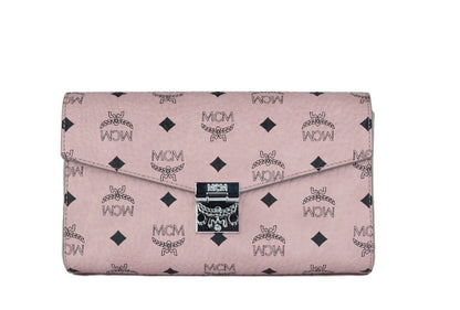 Mittelgroße Clutch-Umhängetasche aus Leder mit charakteristischem Diamant-Logo in zartem Rosa