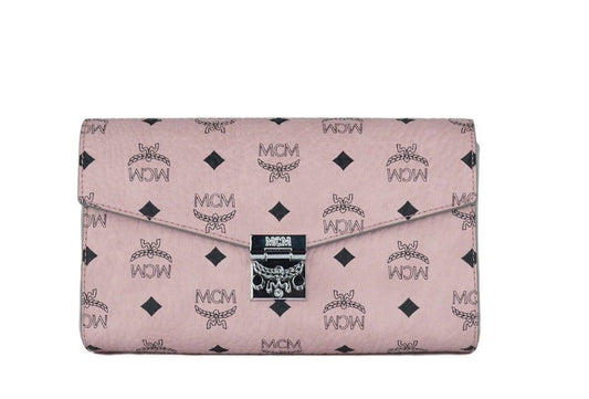 Borsa a tracolla media con pochette in pelle con logo diamante rosa tenue