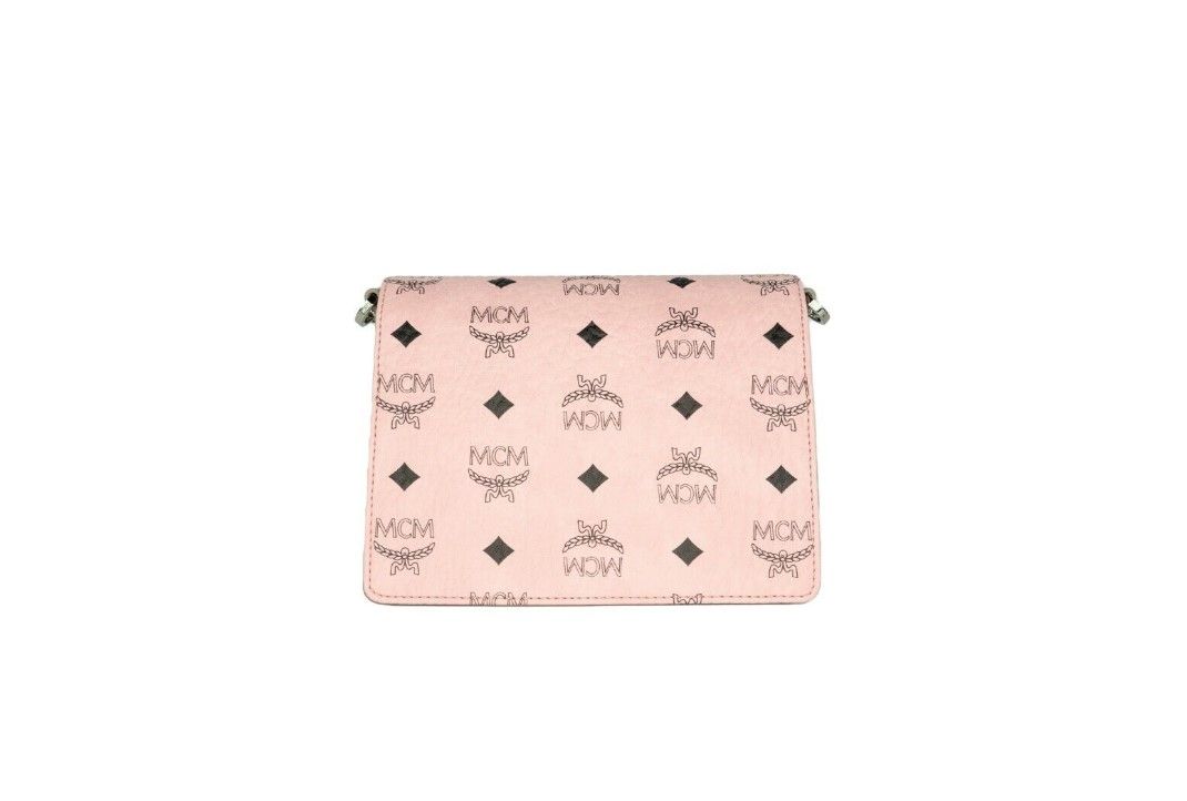 Borsa a tracolla con mini patta e chiusura con logo in morbida pelle rosa morbido con logo a diamante