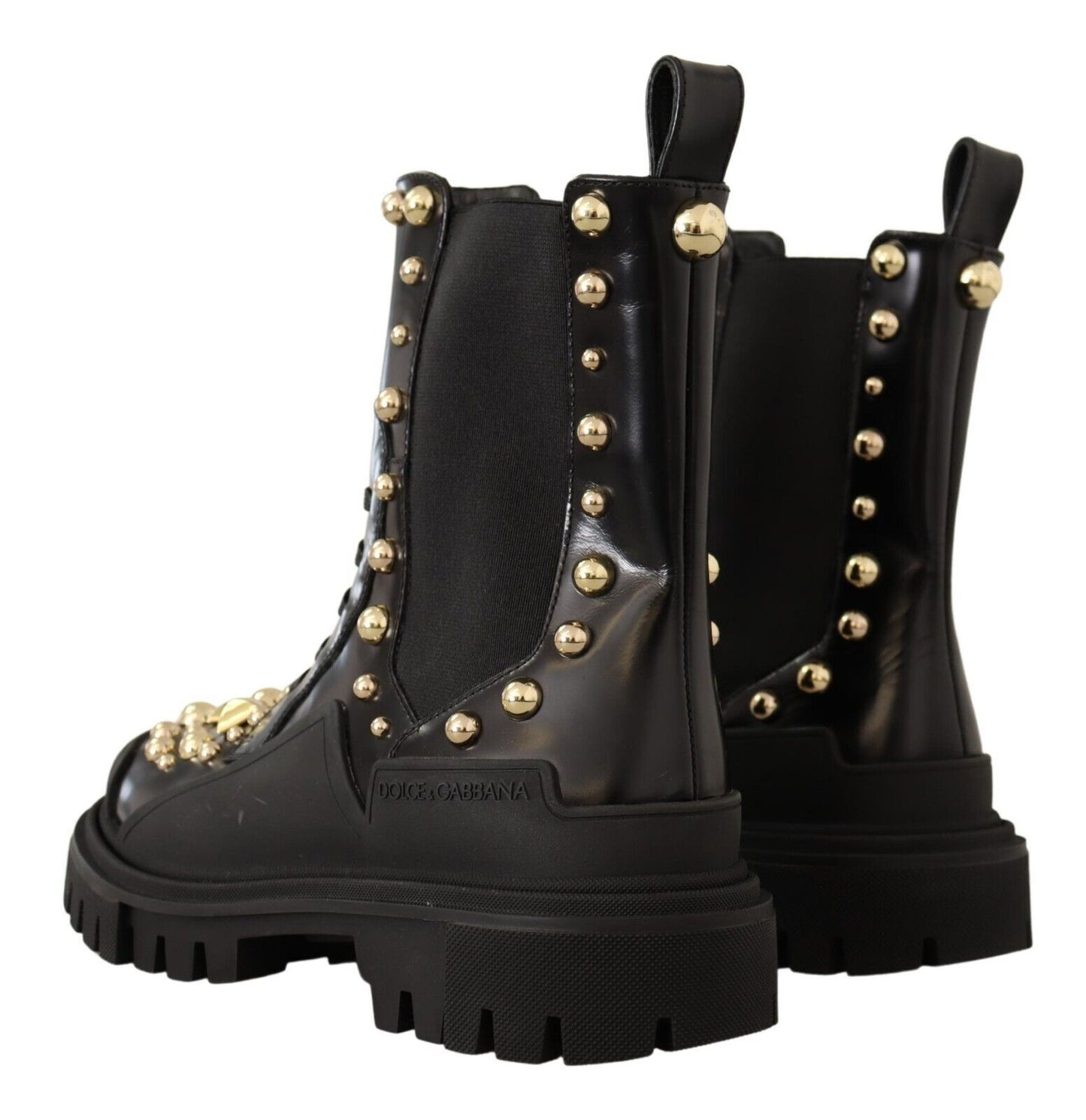 Dolce &amp; Gabbana – Springerstiefel aus Leder mit Nieten und Stickerei