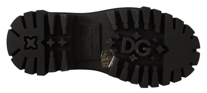 Dolce &amp; Gabbana – Springerstiefel aus Leder mit Nieten und Stickerei