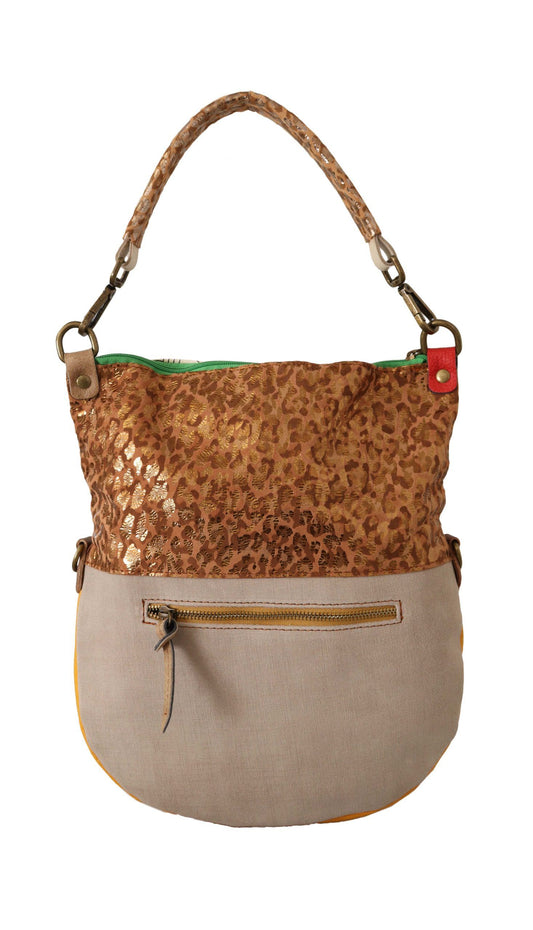 Sac à main multicolore en cuir véritable avec bandoulière pour femme