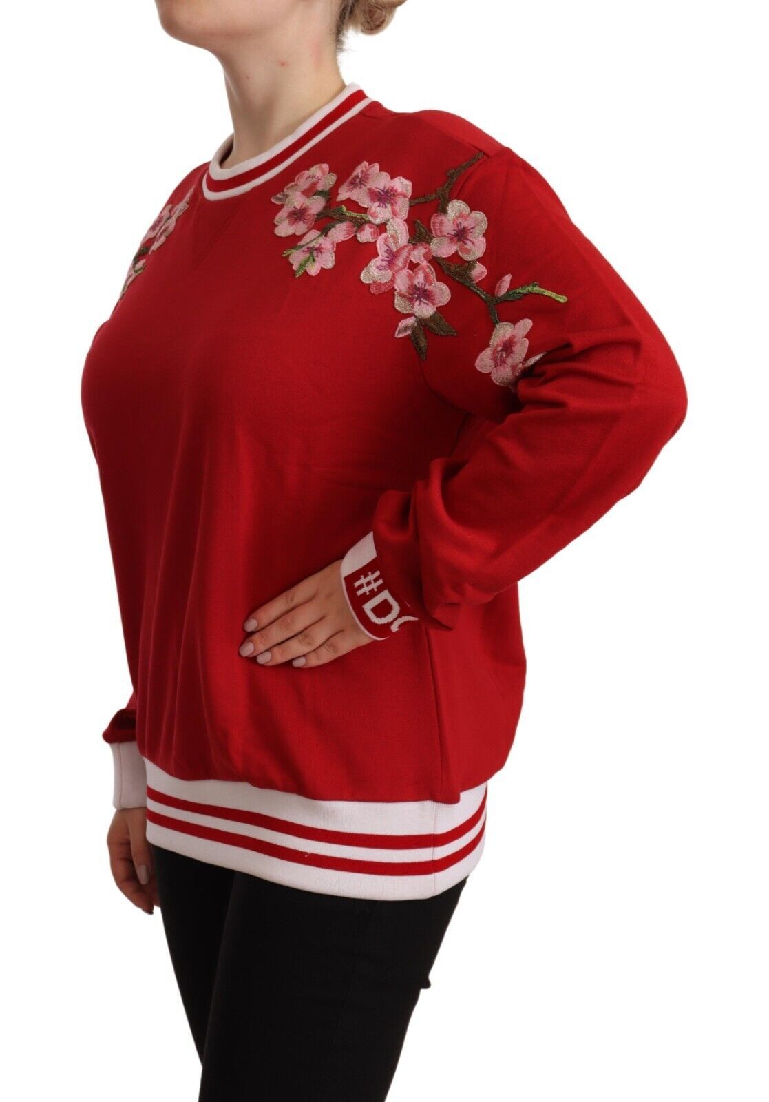 Pull à col rond en coton rouge #DGlove