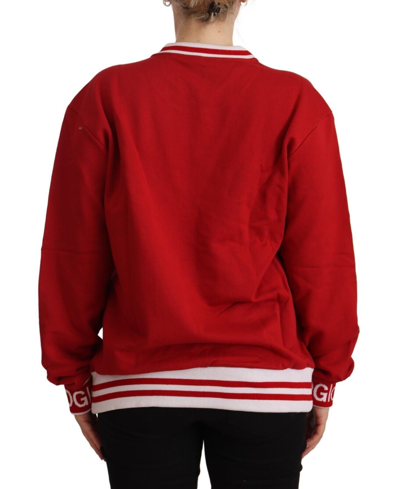 Pull à col rond en coton rouge #DGlove