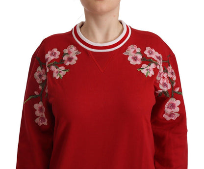 Roter #DGlove-Pullover aus Baumwolle mit Rundhalsausschnitt