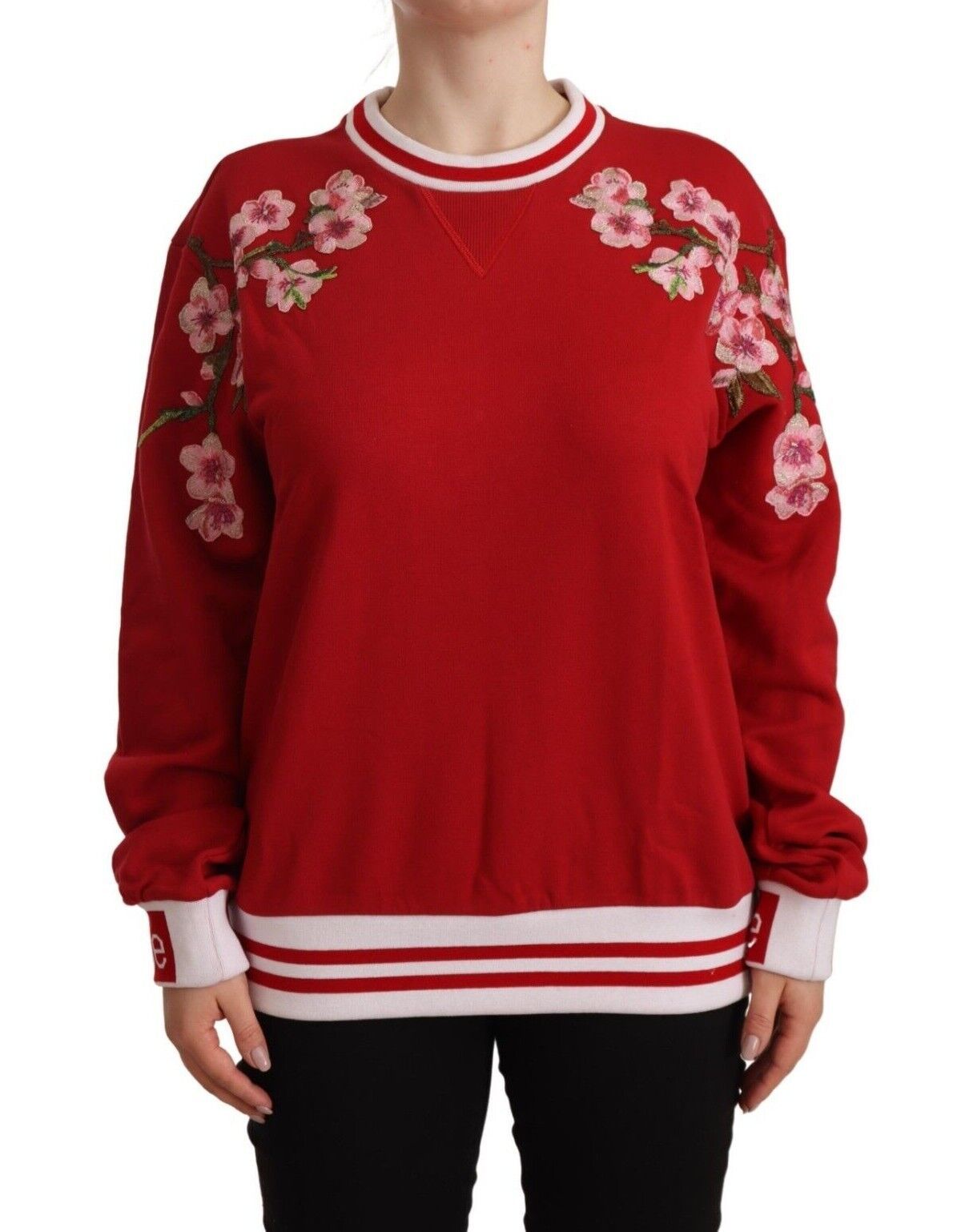 Pull à col rond en coton rouge #DGlove