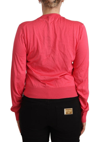 Maglione top pullover girocollo in seta rosa