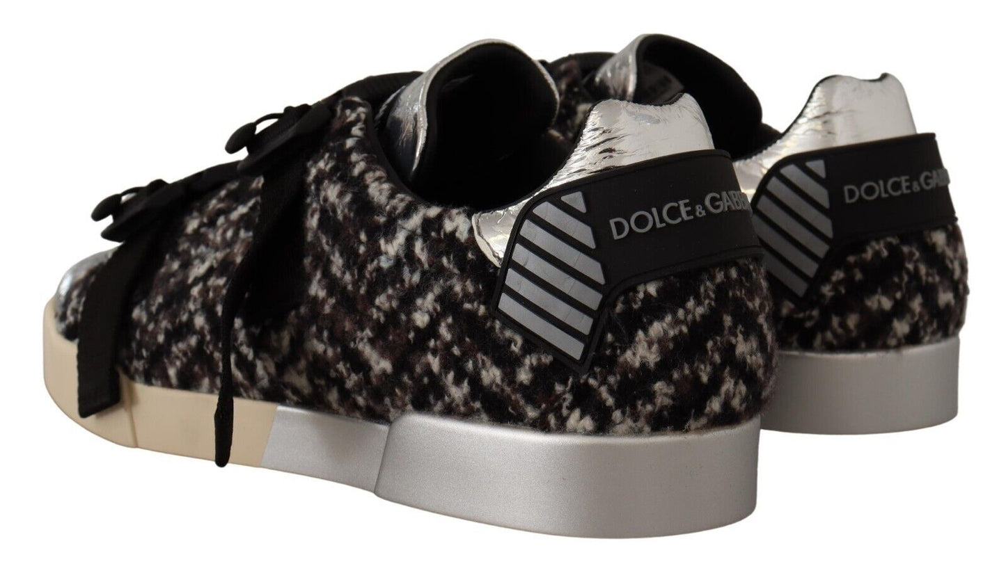 Dolce &amp; Gabbana Silberne Eleganz-Leder-Sneakers