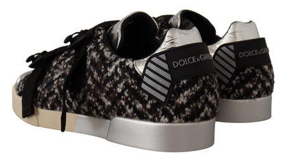 Dolce &amp; Gabbana Silberne Eleganz-Leder-Sneakers