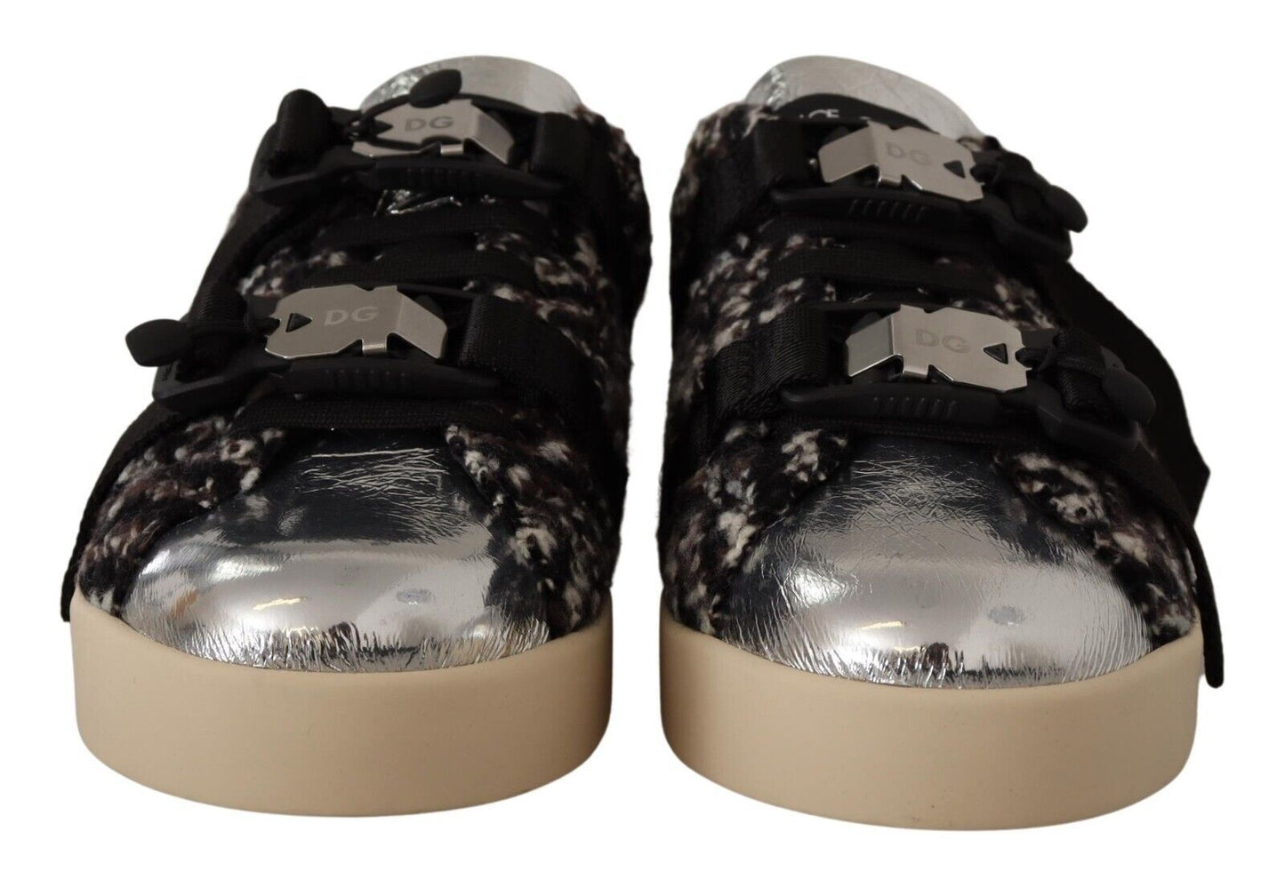 Dolce &amp; Gabbana Silberne Eleganz-Leder-Sneakers