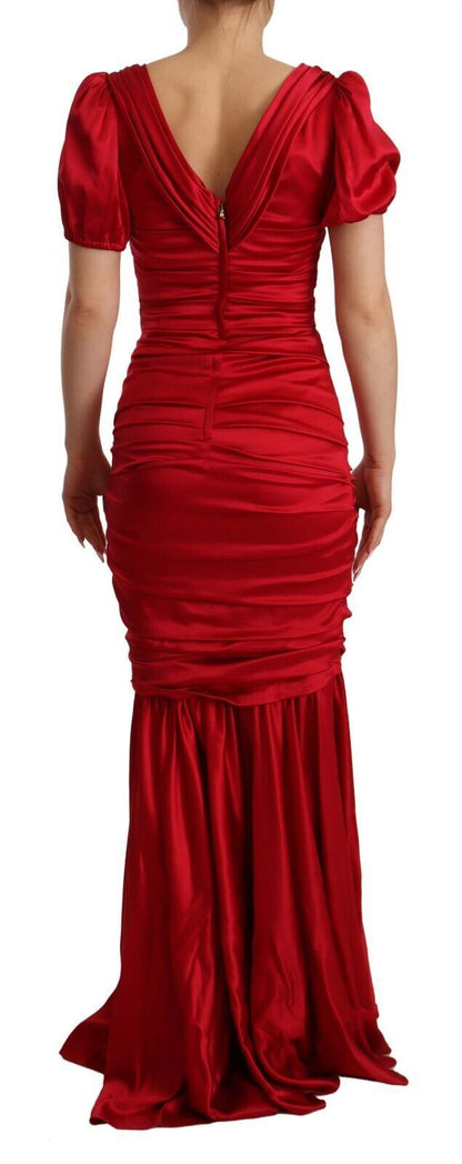 Rotes Seiden-Stretch-Meerjungfrauenkleid