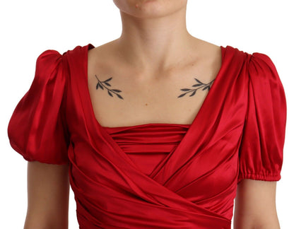 Rotes Seiden-Stretch-Meerjungfrauenkleid