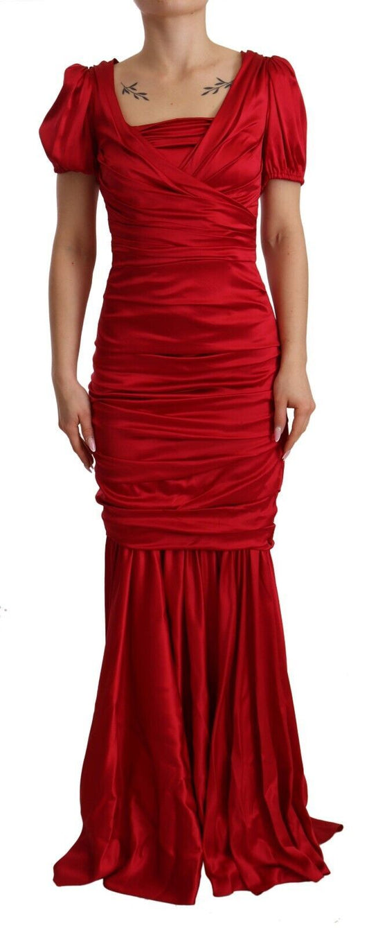 Dolce & Gabbana Elegant Red Silk Stretch Mermaid Dress