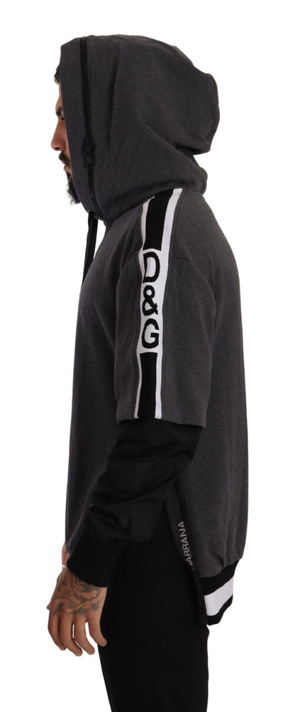 Grau-schwarzer Baumwoll-Kapuzenpullover #DGMILLENNIALS