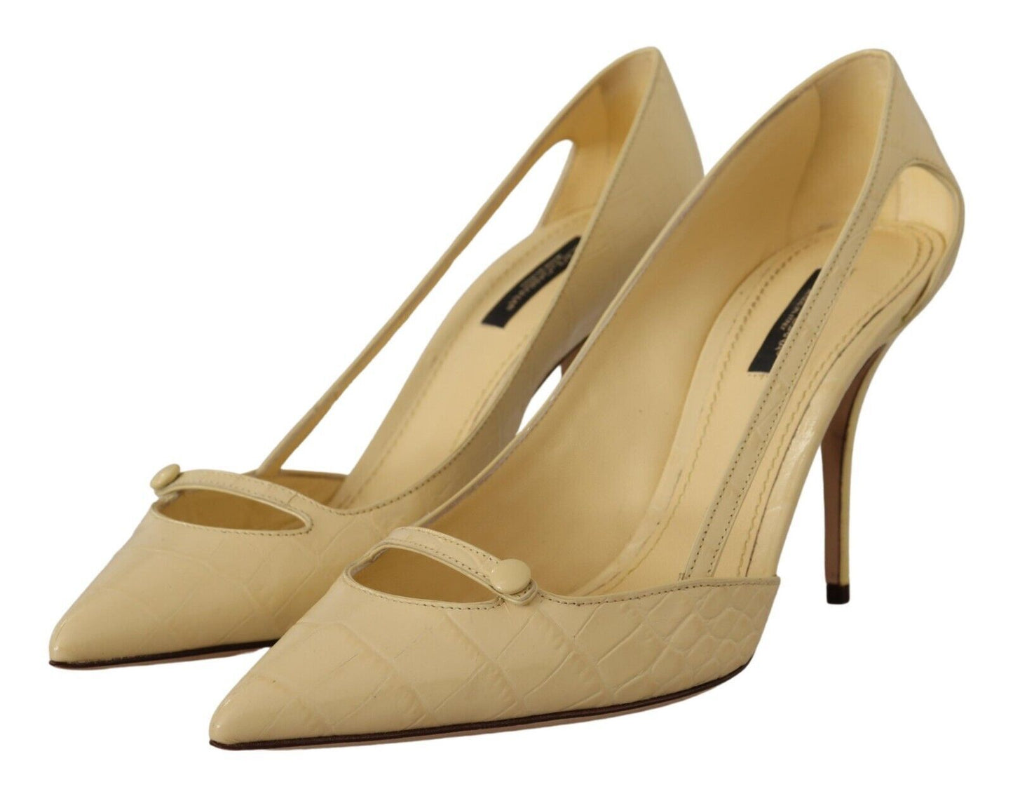 Gelbe exotische Leder-Pumps mit Stiletto-Absatz